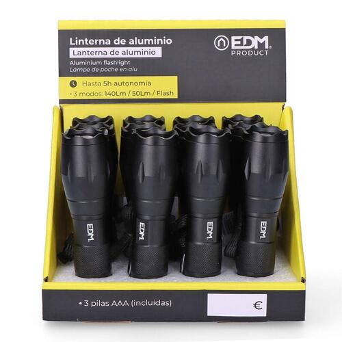 EDM LED lommelygte Cree XML-T6, 140 lm, zoom, sort
