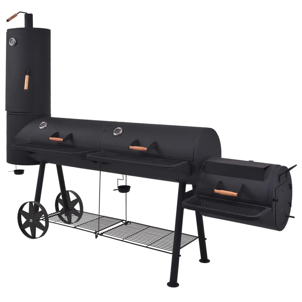 BBQ røggrill til kul med bundhylde sort robust XXXL