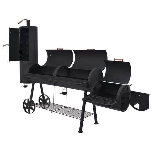 BBQ røggrill til kul med bundhylde sort robust XXXL
