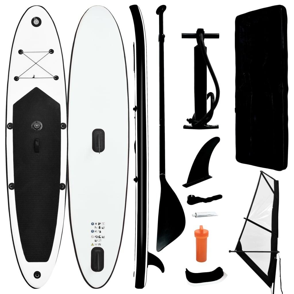 Oppusteligt paddleboard med sejl sort og hvid