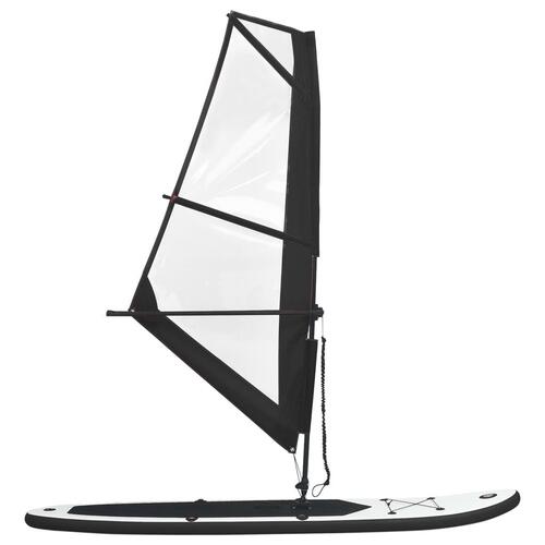Oppusteligt paddleboard med sejl sort og hvid