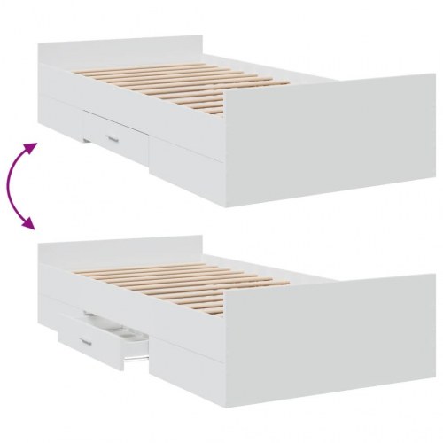 Sengeramme 75 x 190 cm med opbevaring - hvid