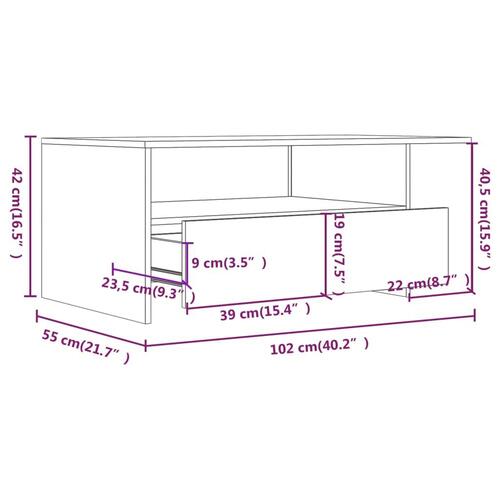 Sofabord 102x55x42 cm konstrueret træ sort