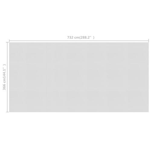 Flydende solopvarmet poolovertræk 732x366 cm PE grå