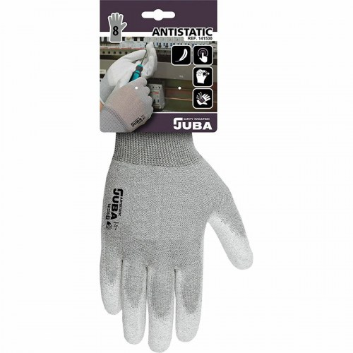 JUBA arbejdshandsker - grå kulfiber, antistatisk, str. 8