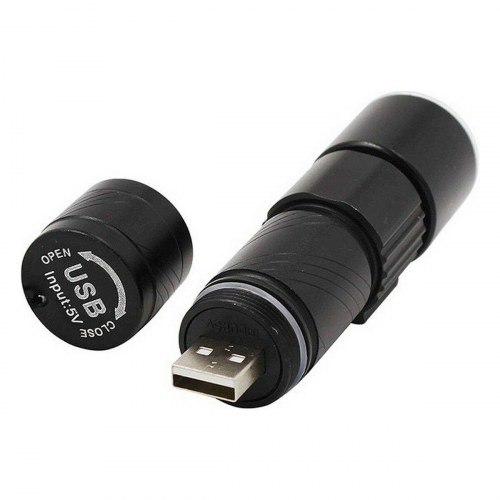 EDM Product LED lommelygte 3 W 120 lm - genopladelig mini med zoom (sort)