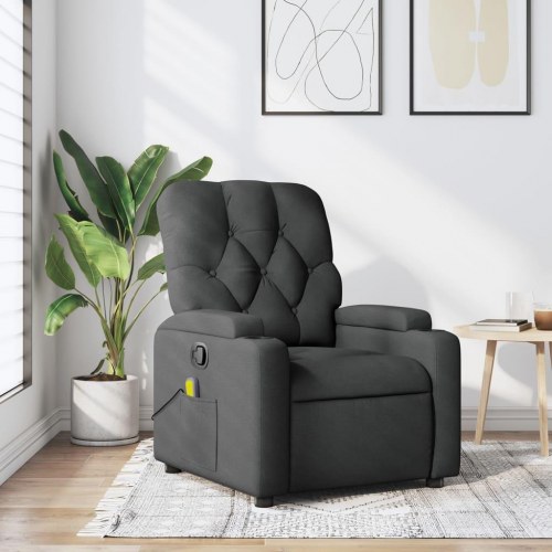 Massagestol i stof - mørkegrå, manuel recliner med 6-punkts vibrationsmassage