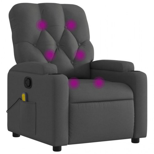 Massagestol i stof - mørkegrå, manuel recliner med 6-punkts vibrationsmassage