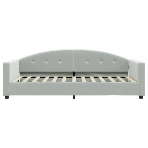 Daybed 90x200 cm i velour - lysegrå sovesofa med ryglæn og armlæn