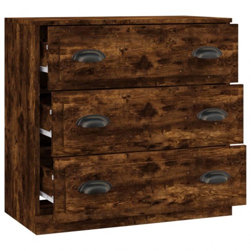 Skænk med 3 skuffer 70 x 35,5 x 67,5 cm - røget egetræsfarve
