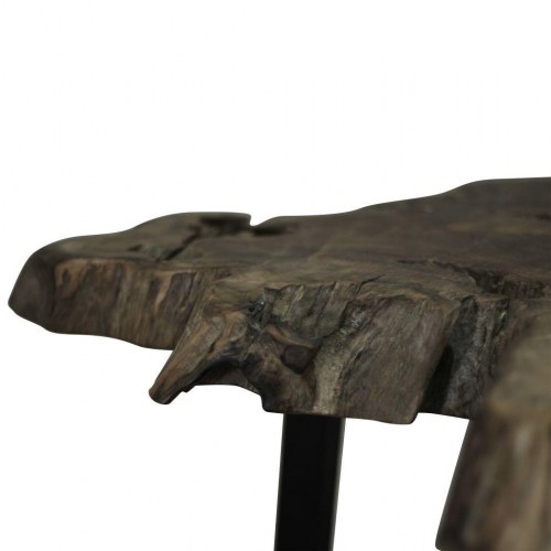 Sofabord i ægte teaktræ med stålben - 80 × 70 × 38 cm