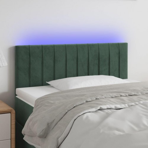 Sengegavl i fløjl med LED-lys 90 x 5 x 78/88 cm - mørkegrøn