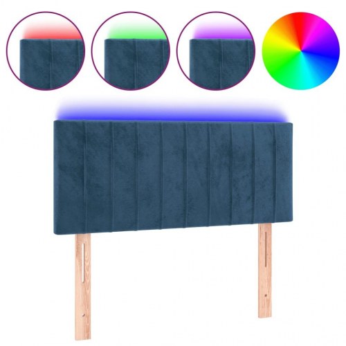 Sengegavl med LED-lys i fløjl 90 x 5 x 78/88 cm - mørkeblå