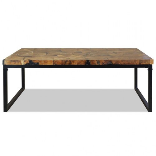 Sofabord i teaktræ med sort plastikfyld - 110 × 60 × 40 cm