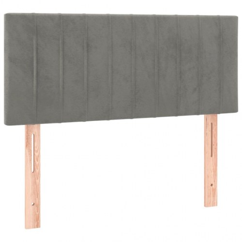 Sengegavl med LED-lys 100 x 5 x 78/88 cm fløjl - lysegrå