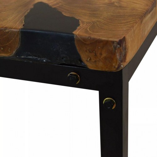 Sofabord i teaktræ med sort plastikfyld - 110 × 60 × 40 cm