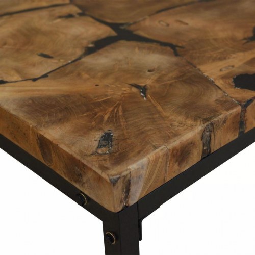 Sofabord i teaktræ med sort plastikfyld - 110 × 60 × 40 cm