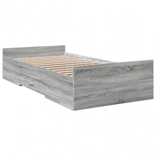 Sengeramme med skuffe 75 x 190 cm - grå sonoma-eg