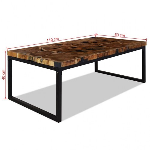 Sofabord i teaktræ med sort plastikfyld - 110 × 60 × 40 cm