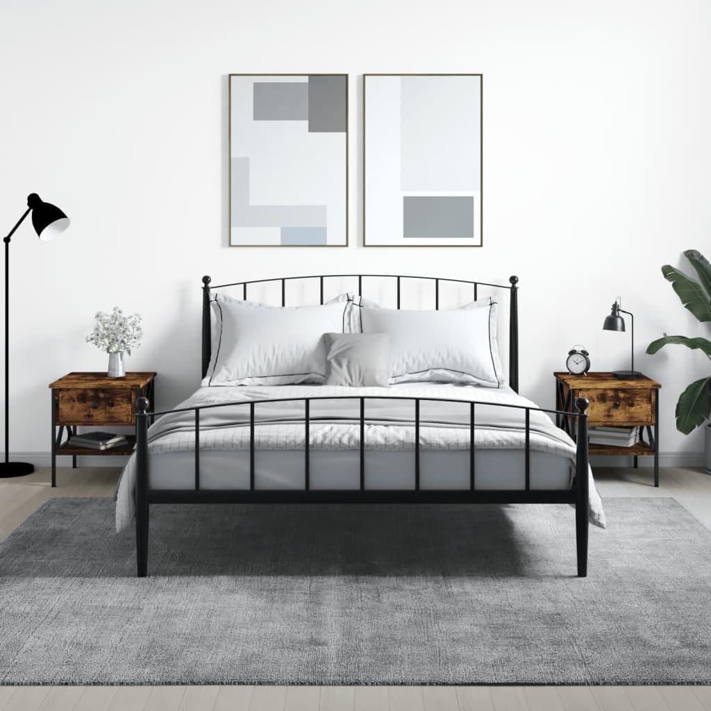 Sengeborde 2 stk. 40x42x45 cm konstrueret træ røget egetræ