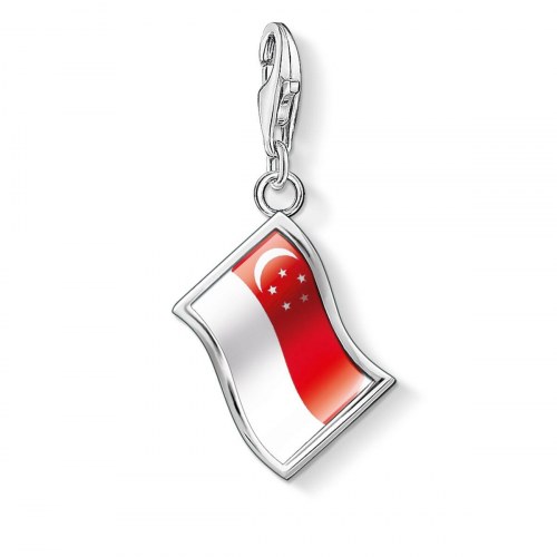Thomas Sabo charm - Rød sølvfarvet flag, 1 cm
