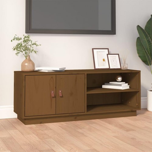 Tv-bord 105×34×40 cm i massivt fyrretræ - gyldenbrun