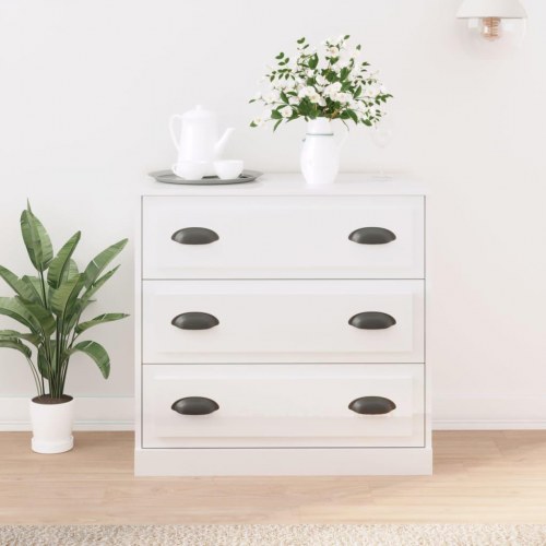 Skænk med 3 skuffer 70 x 35,5 x 67,5 cm - hvid højglans
