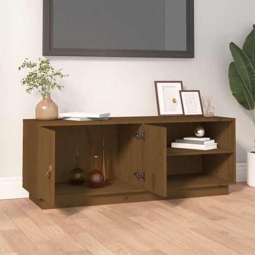 Tv-bord 105×34×40 cm i massivt fyrretræ - gyldenbrun