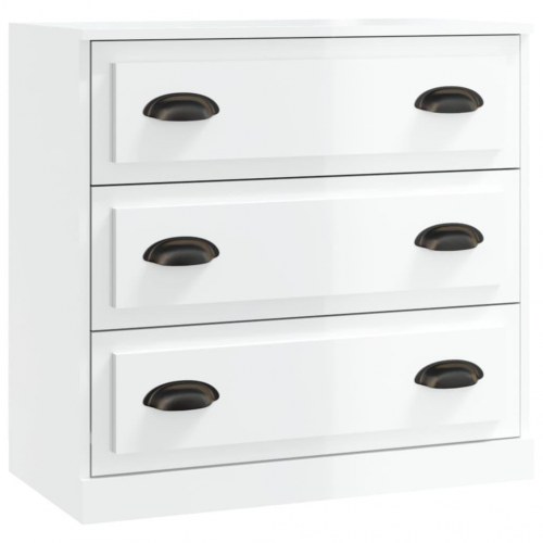 Skænk med 3 skuffer 70 x 35,5 x 67,5 cm - hvid højglans