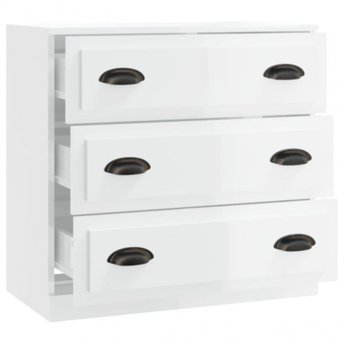 Skænk med 3 skuffer 70 x 35,5 x 67,5 cm - hvid højglans