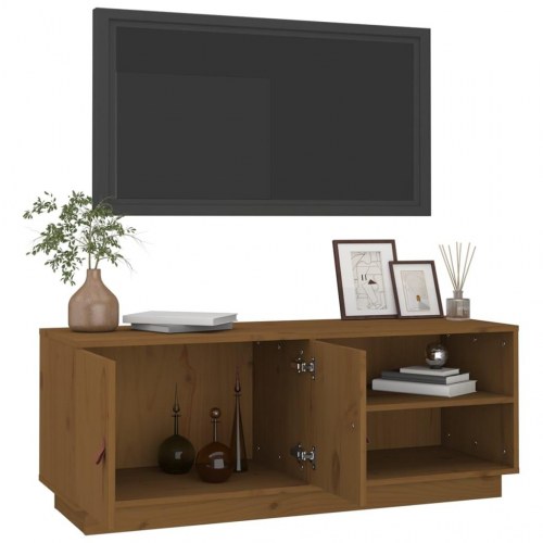 Tv-bord 105×34×40 cm i massivt fyrretræ - gyldenbrun
