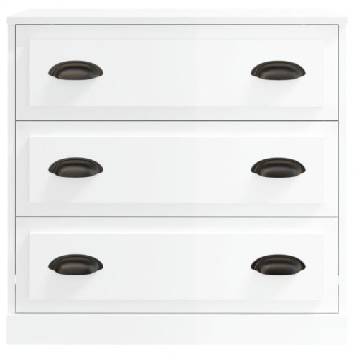 Skænk med 3 skuffer 70 x 35,5 x 67,5 cm - hvid højglans