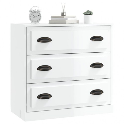 Skænk med 3 skuffer 70 x 35,5 x 67,5 cm - hvid højglans