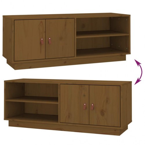 Tv-bord 105×34×40 cm i massivt fyrretræ - gyldenbrun