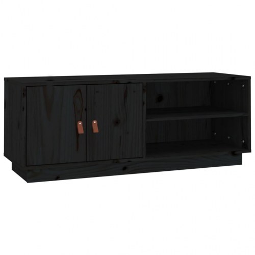 Tv-bord i massivt fyrretræ - 105×34×40 cm, sort