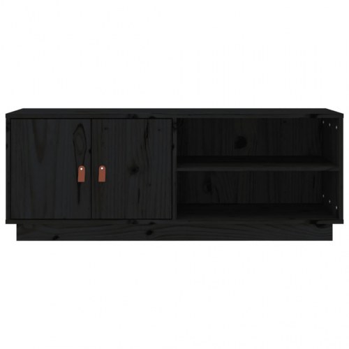 Tv-bord i massivt fyrretræ - 105×34×40 cm, sort