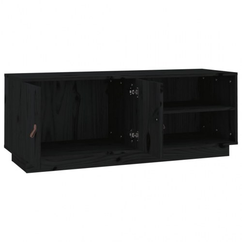 Tv-bord i massivt fyrretræ - 105×34×40 cm, sort