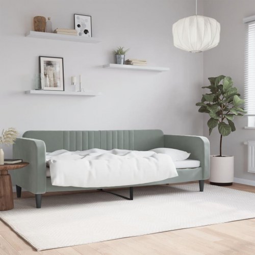Daybed 80x200 cm i velour - lysegrå sovesofa