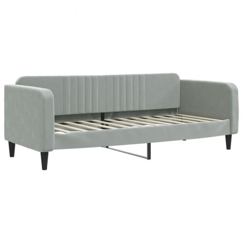 Daybed 80x200 cm i velour - lysegrå sovesofa