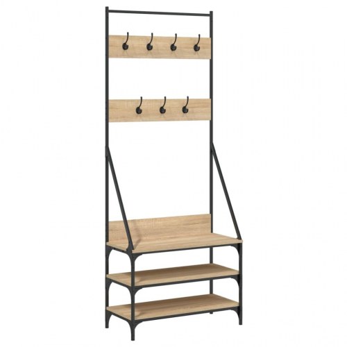 Tøjstativ med skoopbevaring 72x34x184 cm sonoma-eg
