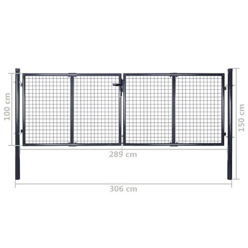 Havelåge i trådnet galvaniseret stål 289 x 100 cm grå
