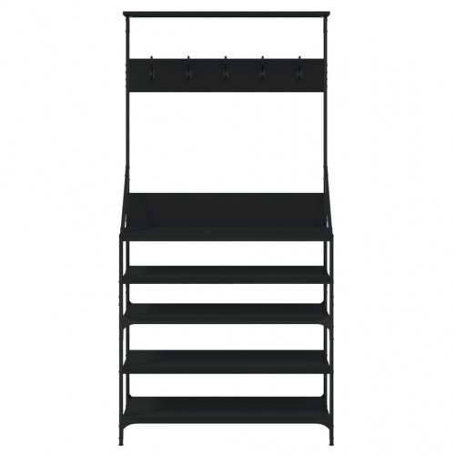 Tøjstativ med skoopbevaring - 90×34×184 cm, sort