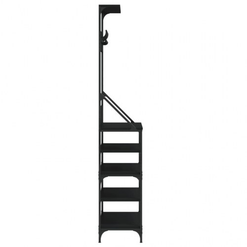 Tøjstativ med skoopbevaring - 90×34×184 cm, sort