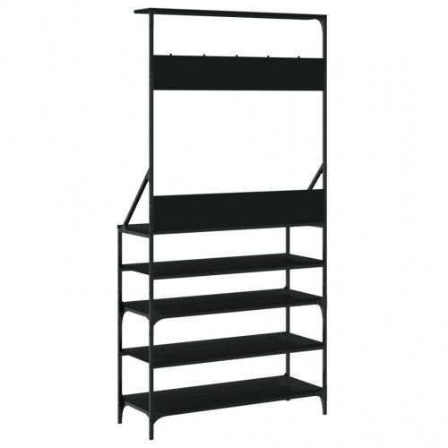 Tøjstativ med skoopbevaring - 90×34×184 cm, sort