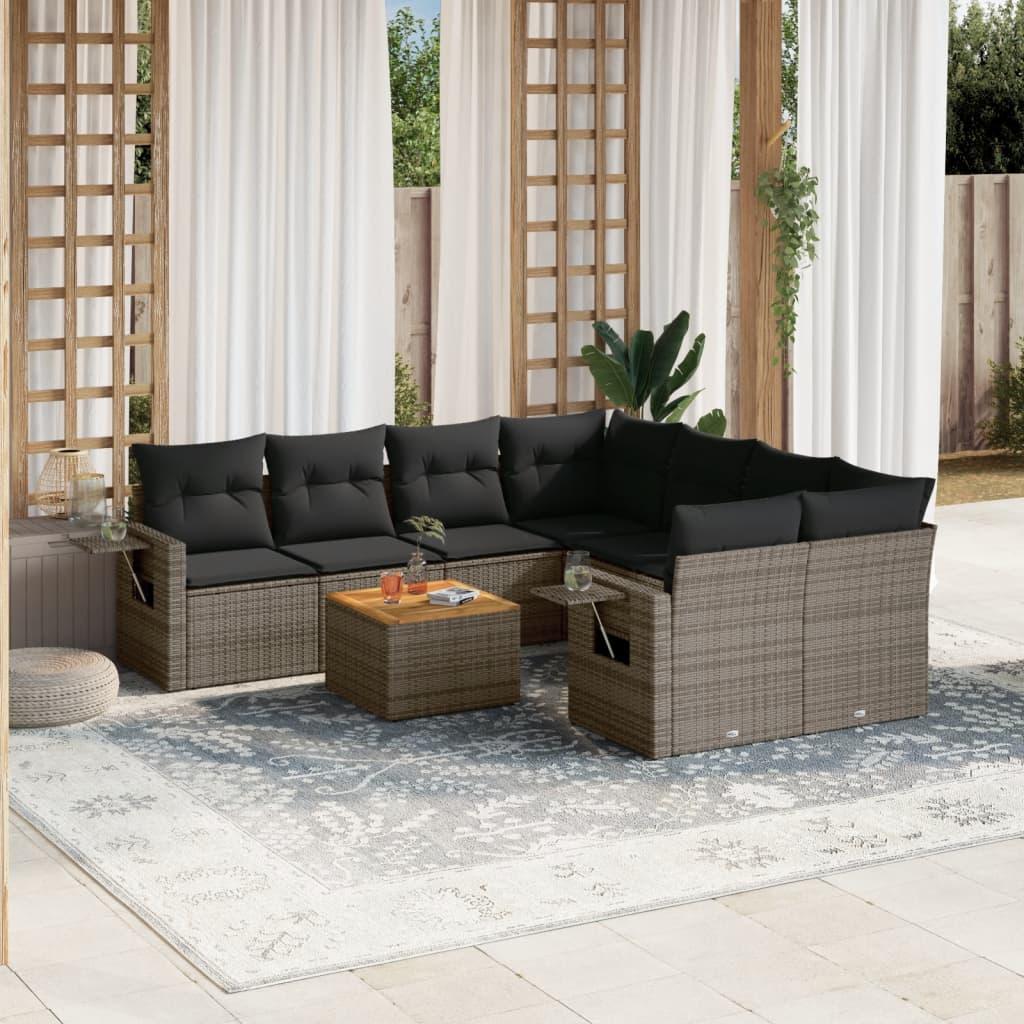 Sofasæt Til Haven 9 Dele Med Hynder Polyrattan - Grå