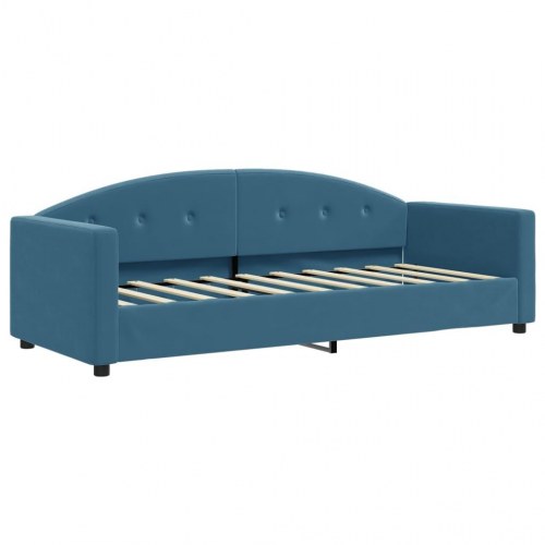 Daybed 80x200 cm i velour - blå sovesofa til stue og soveværelse