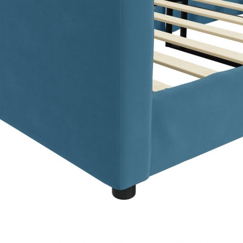 Daybed 80x200 cm i velour - blå sovesofa til stue og soveværelse
