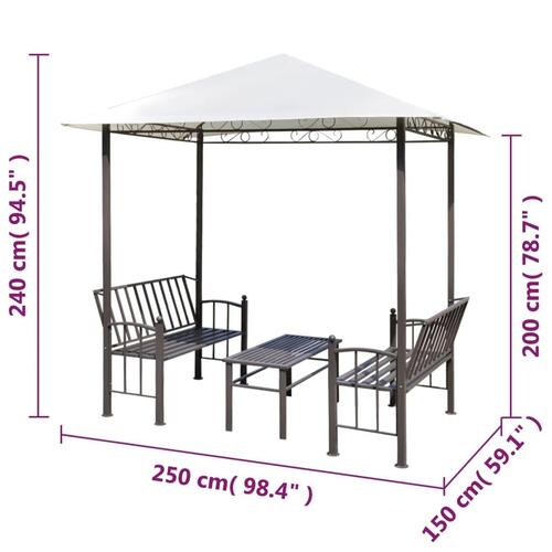 Havepavillon med bord og bænk 2,5x1,5x2,4 m