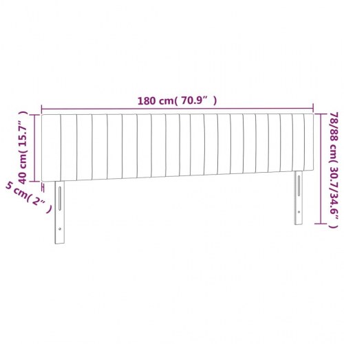 Sengegavl med LED-lys i fløjl 180 x 5 x 78/88 cm - lyserød