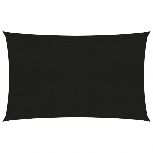 Solsejl 3 × 5 m - HDPE 160 g/m², sort rektangulært